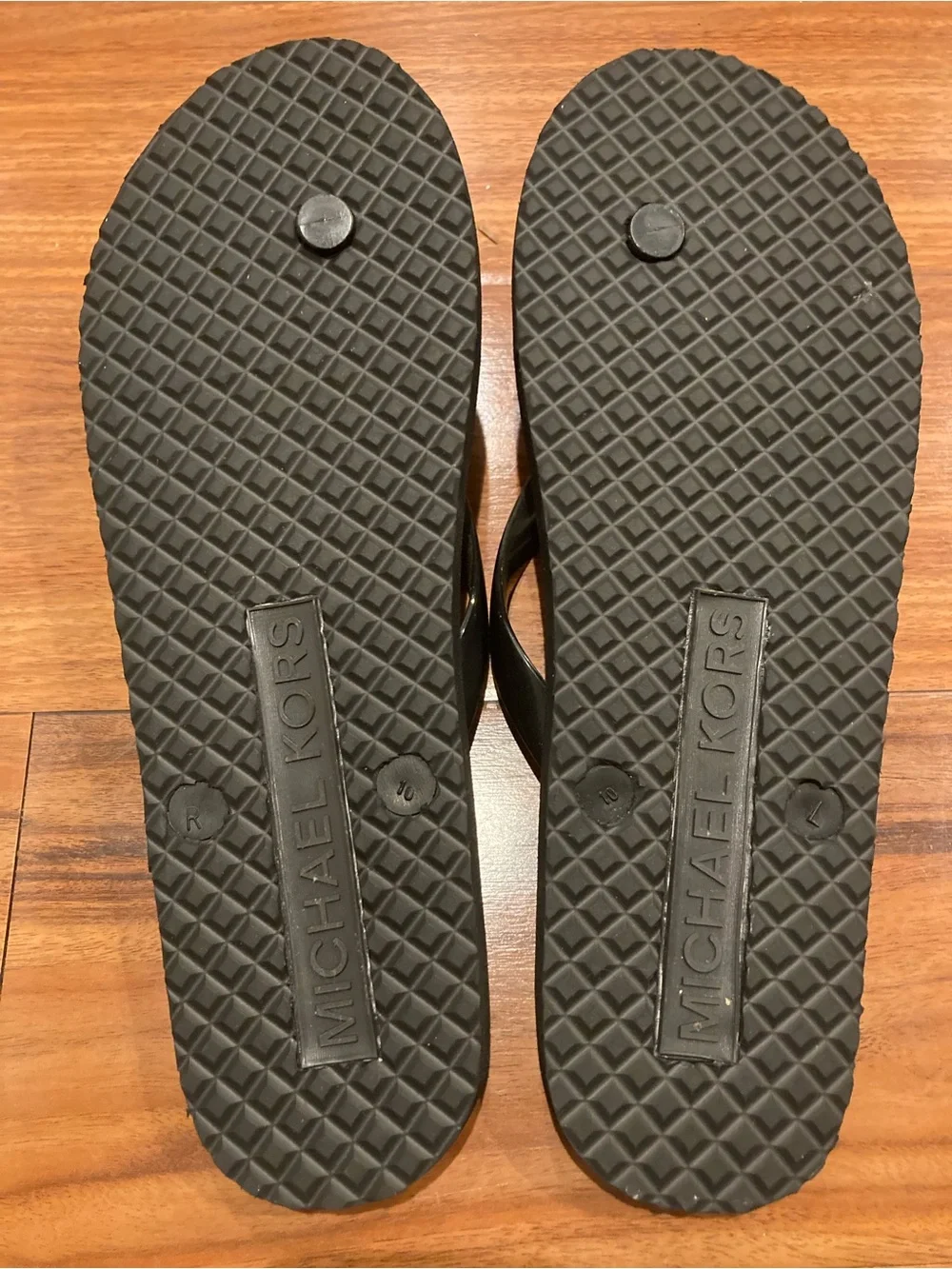 Michael Kors MK Logo PVC Mini Jet Set Print Women's Flip Flops Size 10
